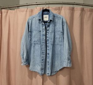 aerie Light Blue Denim Overshirt with Patch Pockets